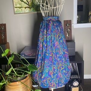 VTG 80s NWT Retro Paisley Mandala Floral Hippie Colorful Design Midi Maxi Skirt